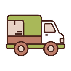 Fototapeta premium Delivery van icon in action, specialized transport concept