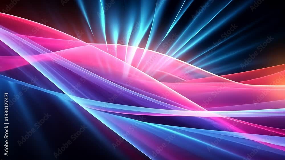 Poster abstract vibrant flowing lines of light, radiating energy. dynamic color waves, creating a sense of 