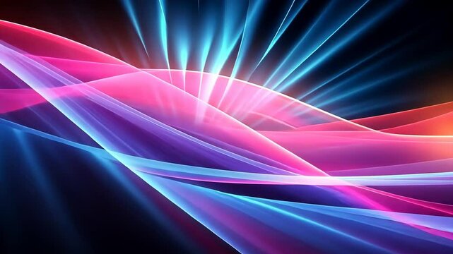 Abstract vibrant flowing lines of light, radiating energy.  Dynamic color waves, creating a sense of movement and dynamism