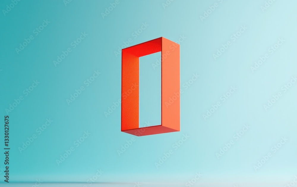 Poster a vivid orange rectangular frame floats against a serene teal backdrop, creating a minimalist and mo