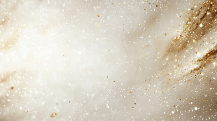 shimmering background filled with golden sparkles and soft light creates magical atmosphere