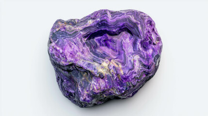 Realistic deep purple charoite gemstone on light background for design and decoration