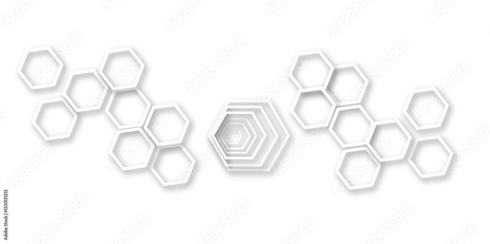 Poster use for book, poster, flyer, website vector illustration.abstract light grey and white hexagon 3d ef