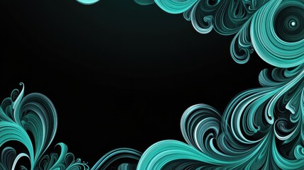 Fototapeta premium Abstract Teal Swirls Frame Design Art