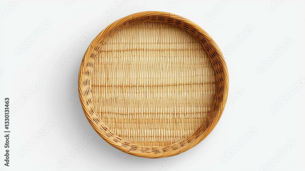Aufkleber Realistic empty round wicker serving basket for home decor or table setting