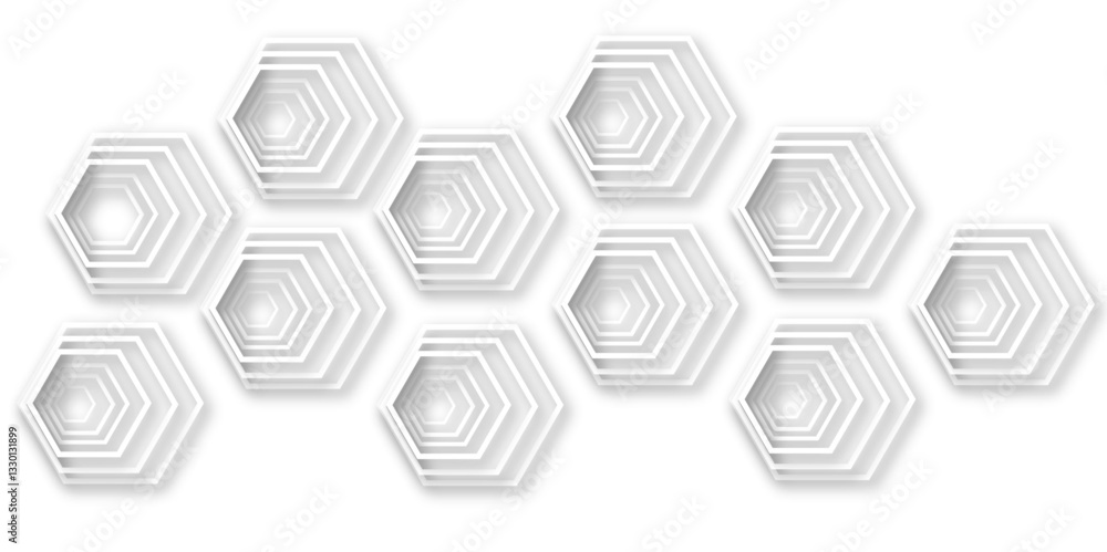 Poster modern and stylish hexagonal technology concept featuring a white and grey abstract geometric patter
