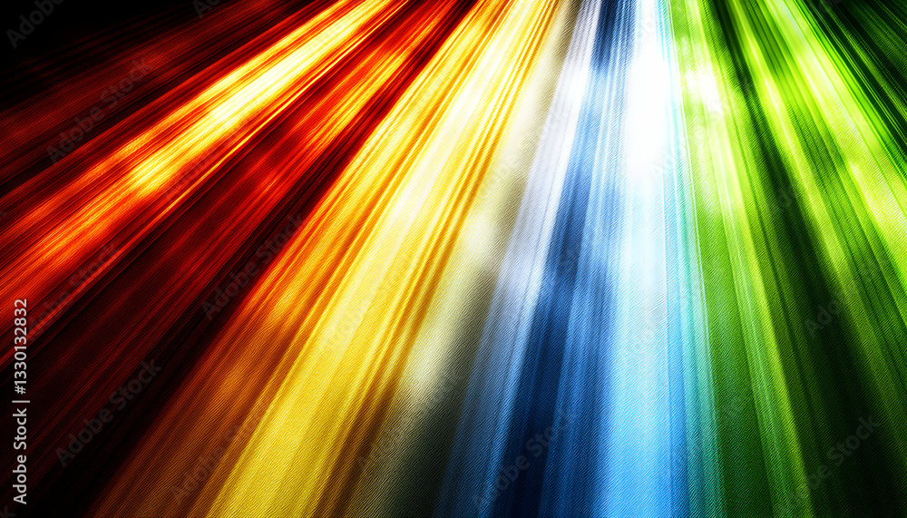 Poster abstract colorful light beams radiating from center with dynamic motion