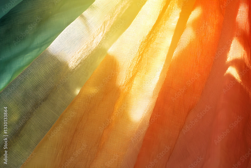 Poster abstract colorful fabric texture with sunlight and shadow patterns overlay