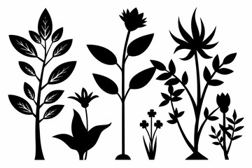 plant set line art silhouette vector illustration