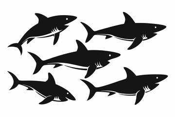swordfish set line art silhouette vector illustration