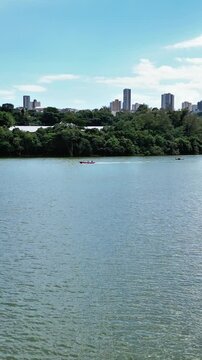 Jaboti Lake in Apucarana, Paran&aacute;, surrounded by tropical vegetation and wildlife