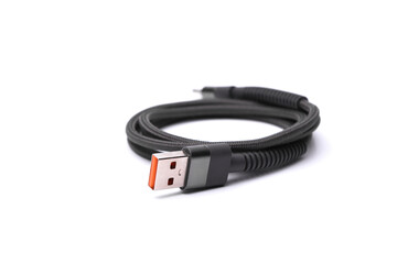 USB type C cable isolated on white background