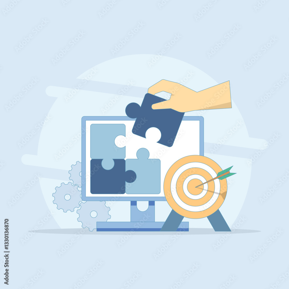 Poster problem solving concept. problem solving puzzle. solutions and ideas. overcoming weaknesses and over