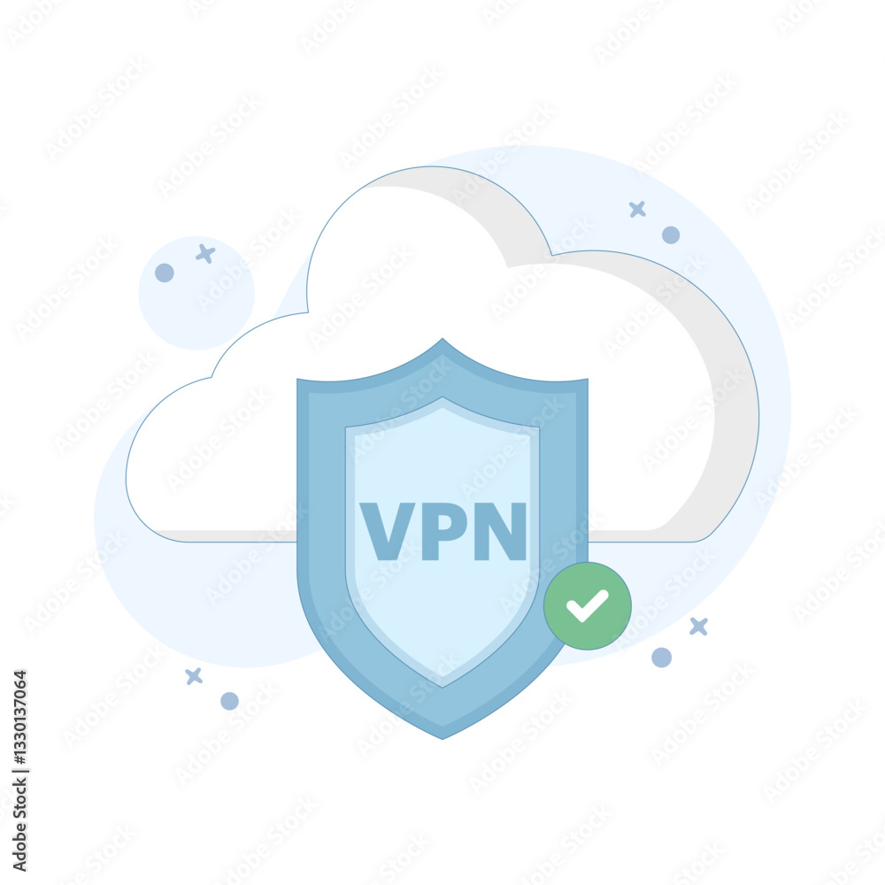 Aufkleber secure vpn concept. cloud with vpn shield. online privacy and security protection using vpn. protect