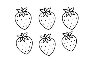 strawberry fruits set line art silhouette vector illustration