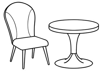 chair and table line art silhouette vector illustration