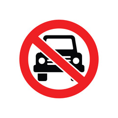 No Parking and No Car Signs on a White Background