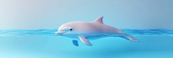 Obraz premium A playful dolphin swims in serene blue waters.