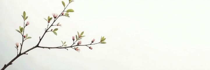 Delicate branches with slender leaves on a white background, nature, elegant