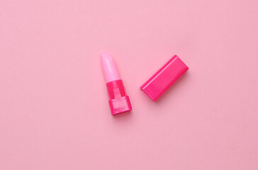 Doll lipstick on a pink background