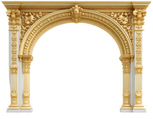 Classic arch of golden color isolated on transparent background