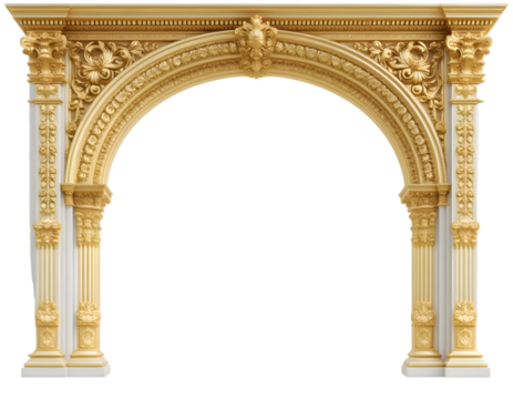 Classic arch of golden color isolated on transparent background
