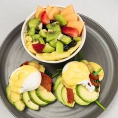 Brunch plates with avocado