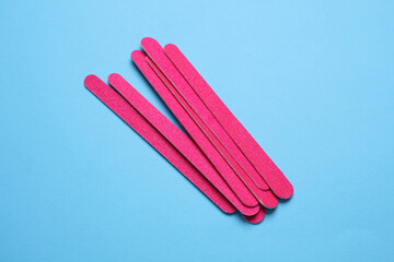 Nail files on a blue background