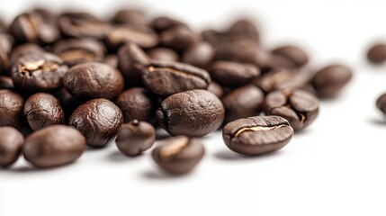 Roasted Coffee Beans Isolated on White Background for Beverage and Food