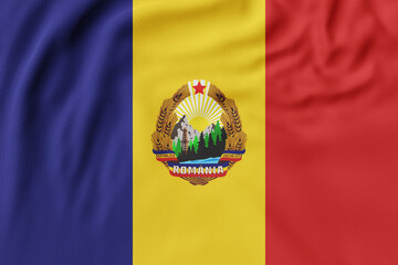 Waving flags of ROMANIA with national symbols