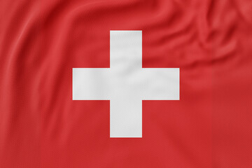 Obraz premium Swiss flags with a looping animation featuring the Swiss flag and a medical symbol
