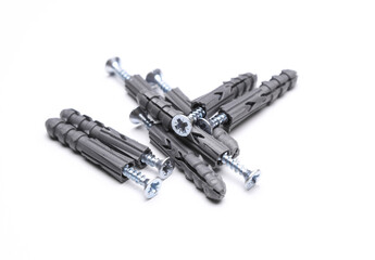 Construction dowels on a white background