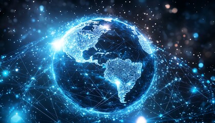 Global Network Connections Shining Bright