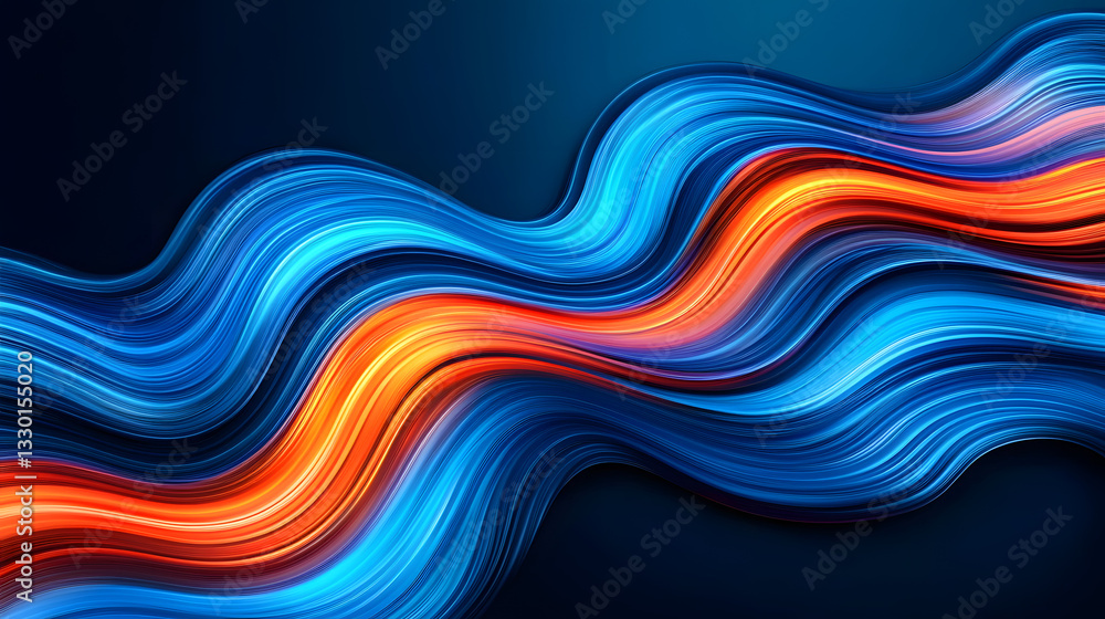 Poster mesmerizing wavy wave of light captured in motion illustrating transitional shapes and blended color