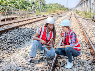 The engineering team used radios to contact the command center while inspecting the work.
