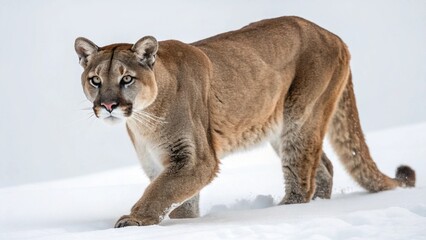 Naklejka premium Mountain Lion in full view on white studio background