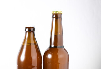 Beer bottles on a white background