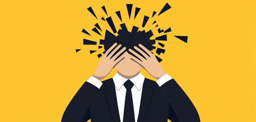Overwhelmed man dealing with emotional stress, covering his face in a moment of despair, emphasizing mental health awareness