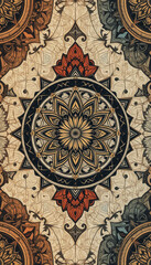 Mandala. Decorative pattern for printing on wall decorations, covers, leaflets, business cards, wallpapers, fabrics. Oil painting