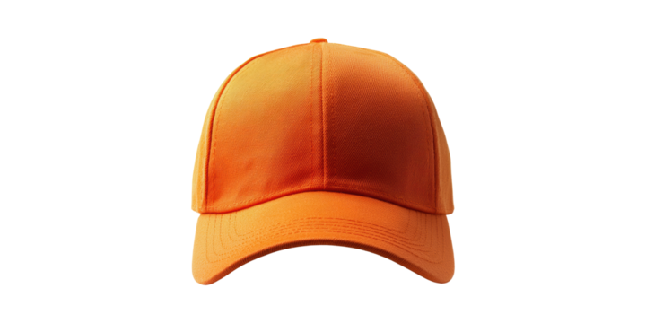 Orange Baseball Cap. Fashionable Headwear For Casual And Sportswear Isolated On Transparent Background