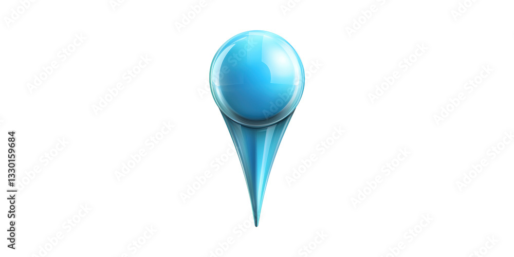 Poster blue 3d map pin icon. symbol of location and navigation in digital maps isolated on transparent back
