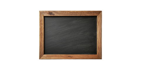 Empty Wooden Framed Blackboard. Education And Presentation Tool Isolated On Transparent Background