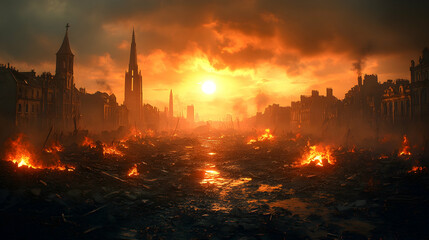 Naklejka premium Desolation at sunset