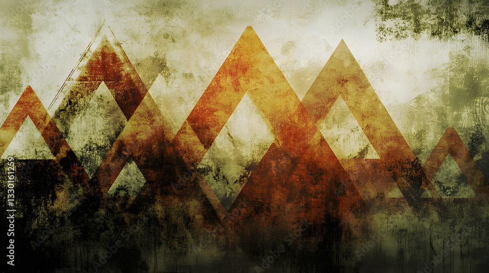Aufkleber majestic mountain range with a striking red and white triangle creating a unique contrast against th