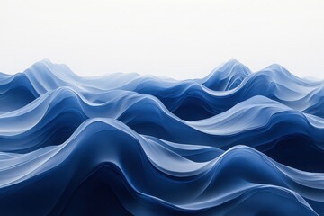 Obraz premium Flowing blue waves over black background with dots, creating a sense of depth and motion in the design.