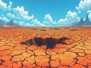 Dried, cracked alien desert