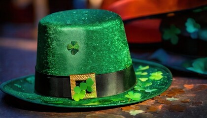 St. Patrick's Day Decor &ndash; Hats and Clovers Scattered on the Street