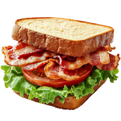 A Classic BLT Sandwich with Perfectly Crispy Bacon Isolated on Transparent Background