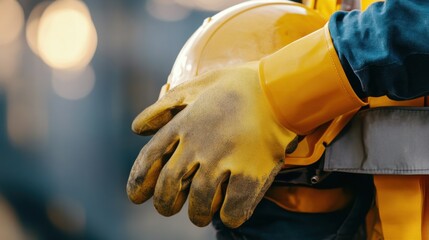 Protective Gear and Safety Equipment with Gloves and Hard Hat