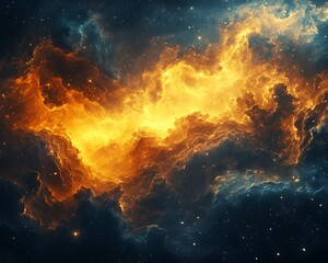 Fiery nebula in deep space.